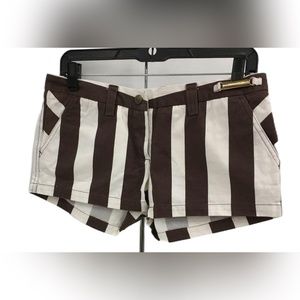 Dolce & Gabbana Brown and White Striped Jean Shorts